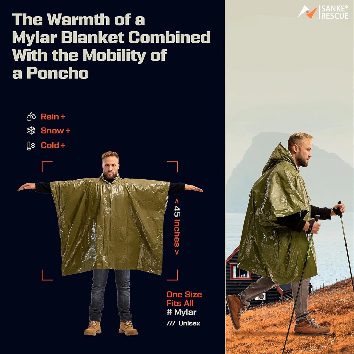 Ultralight Survival Rain Poncho Blanket