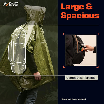 Ultralight Survival Rain Poncho Blanket